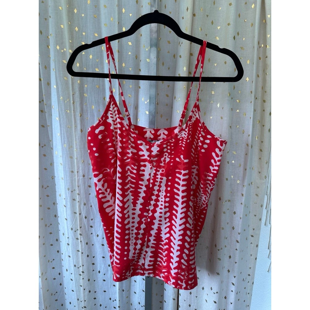 Manuhealii Hawaiian Tropical Kupukupu Fire Cami Adjustable Straps Kaui Top L
